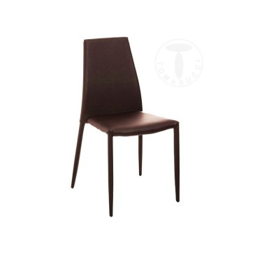 Conjunto de 4 cadeiras de design Tomasucci Lion com estrutura metálica e revestidas em couro sintético