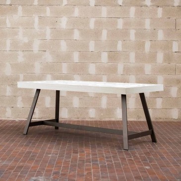 Achille feststehender Tisch von Itamoby mit Stahlstruktur und klappbarer Holzplatte in verschiedenen Größen und Ausführungen