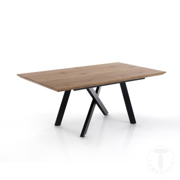 Emme bord fra Tomasucci med metalstruktur og træplade
