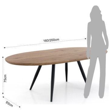 Ovalt bord fra Tomasucci med metallstruktur og treplate