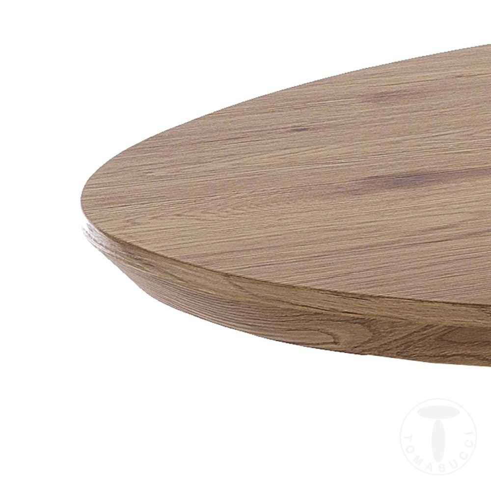 Ovalt bord fra Tomasucci med metallstruktur og treplate