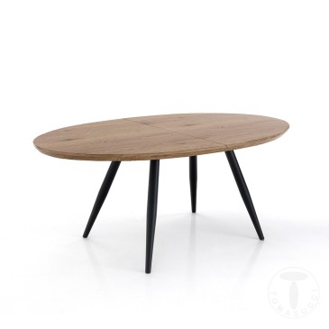Ovaler Tisch von Tomasucci mit Metallstruktur und Holzplatte