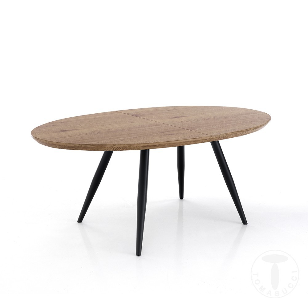 Ovalt bord fra Tomasucci med metalstruktur og træplade
