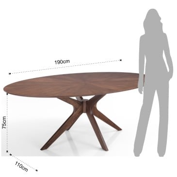 Tallin oval table by Tomasucci in solid wood with dark walnut finish