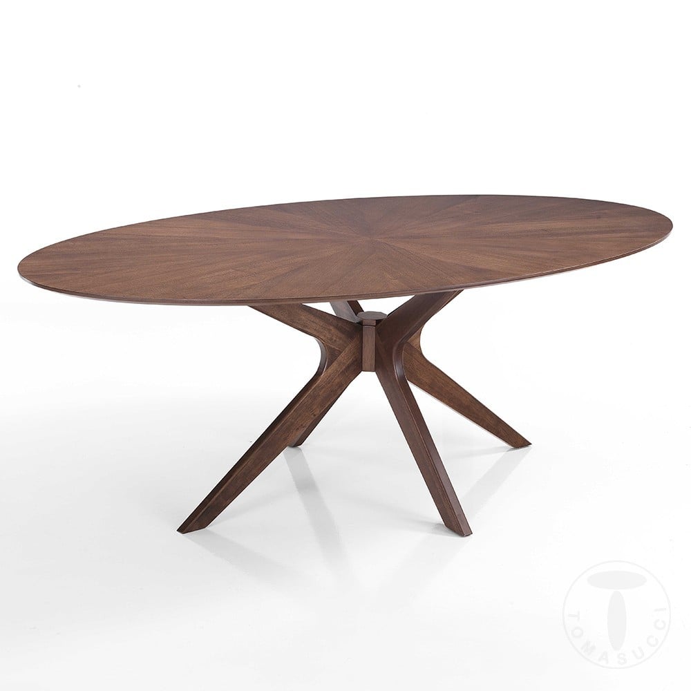 Tallin oval table by Tomasucci in solid wood with dark walnut finish