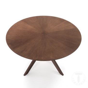Στρογγυλό τραπέζι Tallin της Tomasucci από μασίφ ξύλο με φινίρισμα σε σκούρο ξύλο καρυδιάς