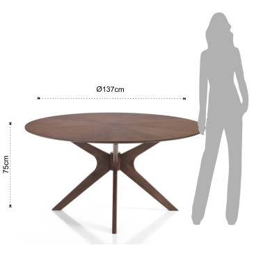 Στρογγυλό τραπέζι Tallin της Tomasucci από μασίφ ξύλο με φινίρισμα σε σκούρο ξύλο καρυδιάς