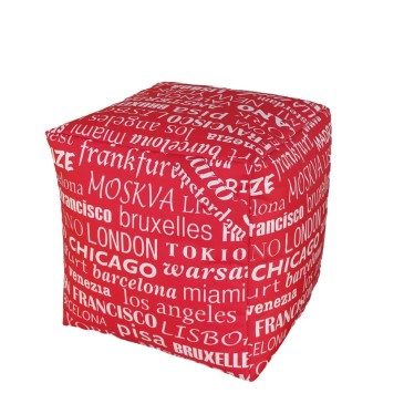 Pouf sacco Cubo impermeabile per esterni con stoffa città del mondo