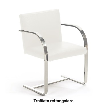 Re-edition of the Brno chair by Ludwig Mies van der Rohe in round tubular or flat bar
