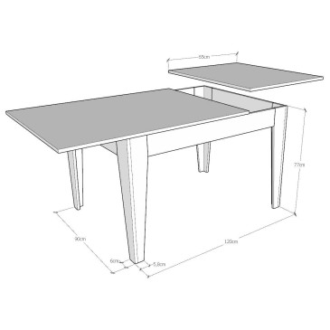 Bibi Oak tavolo allungabile legno 90x120-180cm sala da pranzo cucina