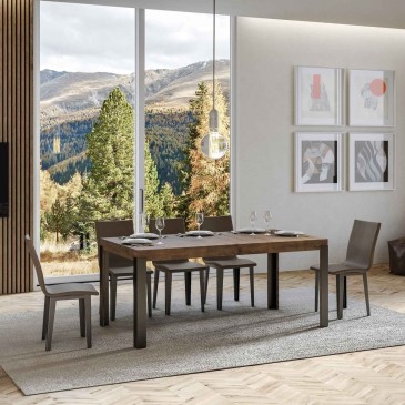 Επεκτάσιμο τραπέζι Linea Grande με μεταλλική κατασκευή και ξύλινο κάλυμμα μελαμίνης σε διαφορετικά φινιρίσματα