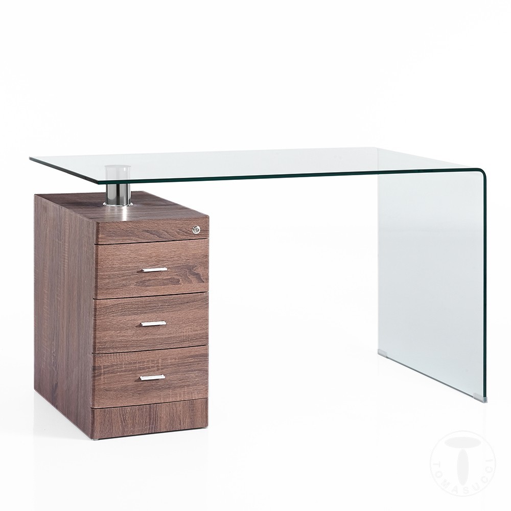 Bow Schreibtisch von Tomasucci aus gebogenem Glas und Kommode