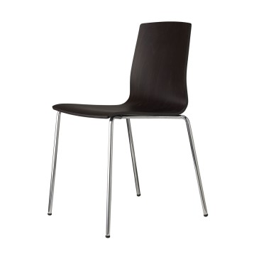 Scab Design 2er Set Alice Wood Stühle mit Gestell aus verchromtem Stahlrohr und Sitzschale aus Buchensperrholz