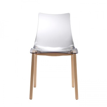 Conjunto Scab Design de 2 cadeiras Natural Zebra Antishock com estrutura em faia e estrutura em policarbonato