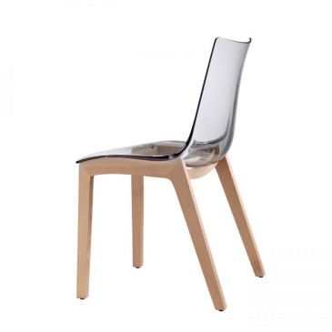 Natural Zebra Antishock chair with transparent shell, side view