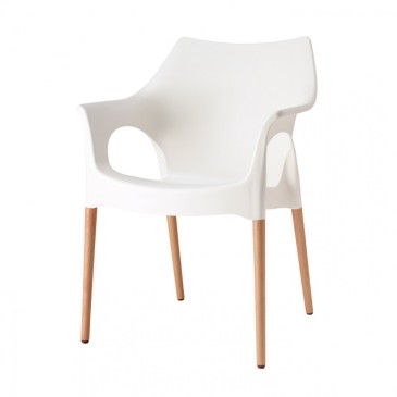 Natural Ola white chair with armrests by Scab