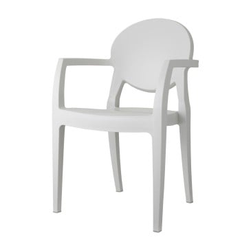 White Igloo chair in Technopolymer with armrests on the front