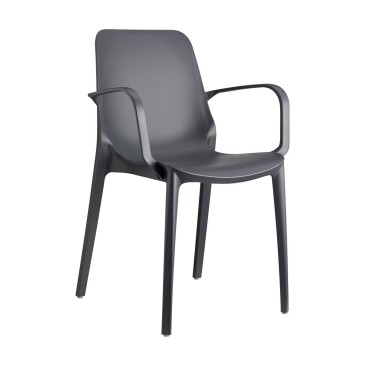 Ginevra black outdoor chair by Scab with armrests