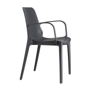 Ginevra black outdoor chair by Scab with side armrests