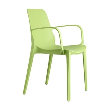 Ginevra green outdoor chair by Scab with side armrests