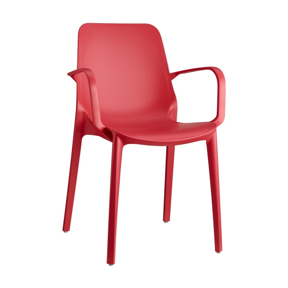 Ginevra red outdoor chair by Scab with armrests