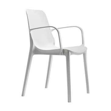 Conjunto de cadeiras de exterior Ginevra de 4 cadeiras com braços em tecnopolímero em várias cores