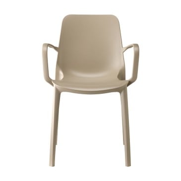 Ginevra dove-gray outdoor chair by Scab with armrests