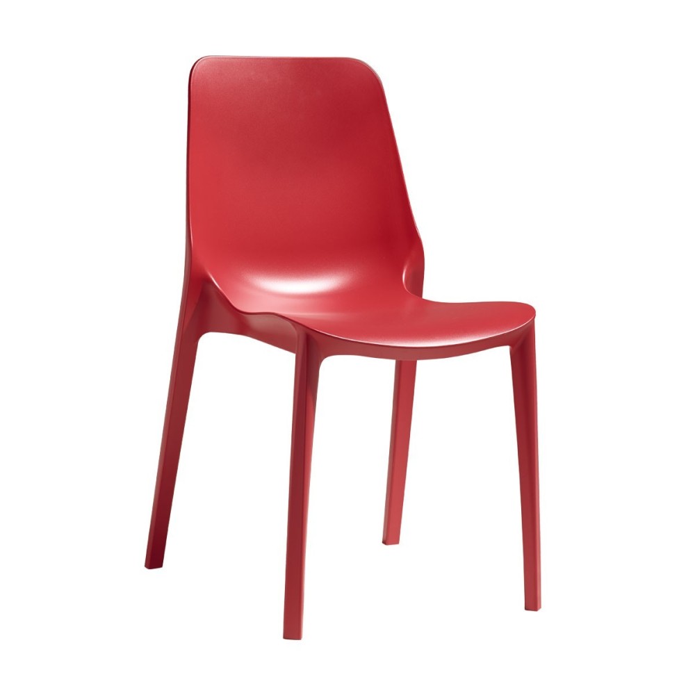 Ginevra red front chair for interiors and exteriors by Scab
