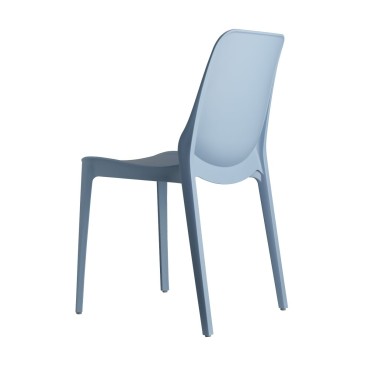 Light blue Ginevra chair, rear view, for interiors and exteriors by Scab