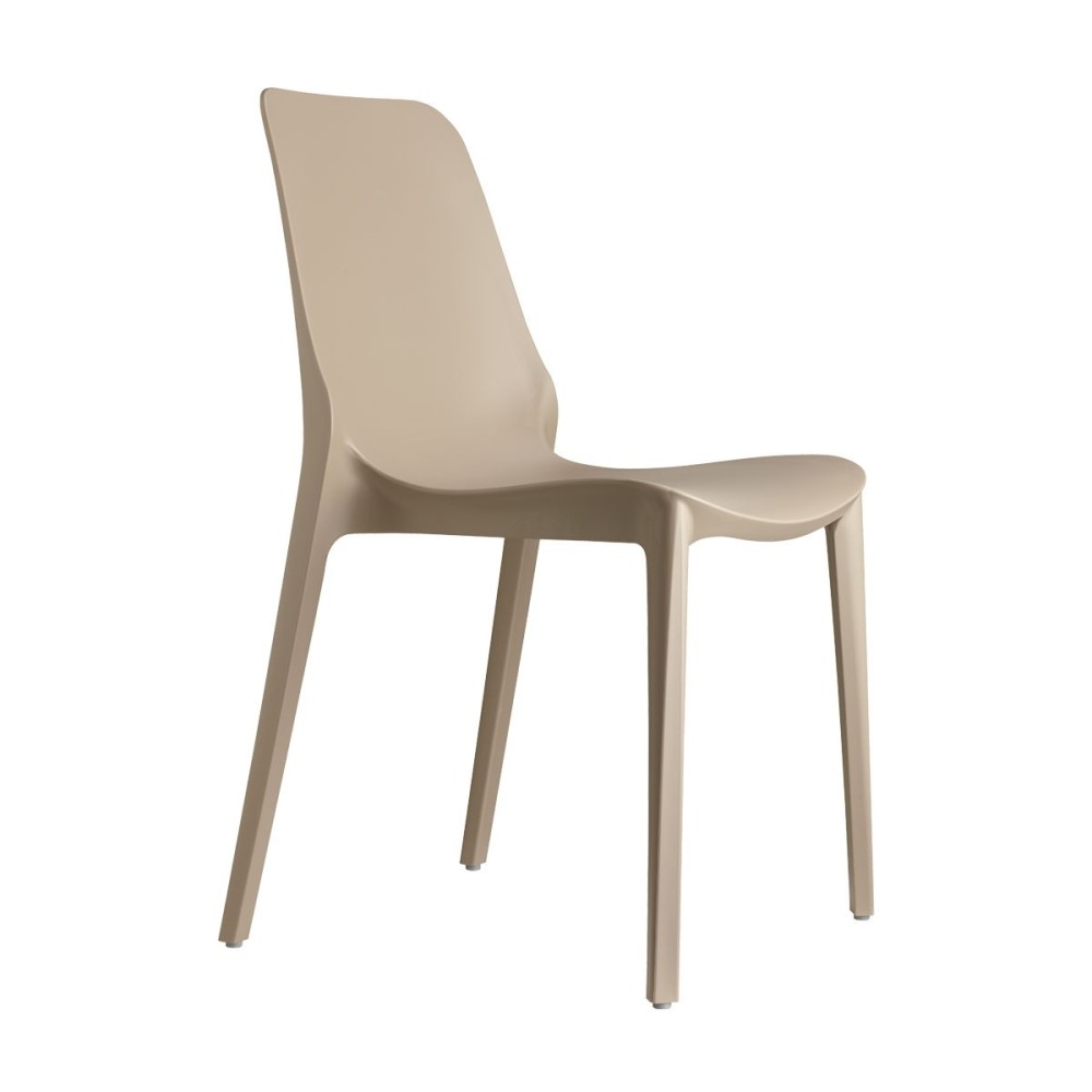 Ginevra chair in dove-gray color, in profile, for indoors and outdoors by Scab
