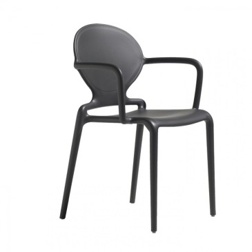 schwarzer Gio Stuhl mit Armlehnen für den Außenbereich von Scab