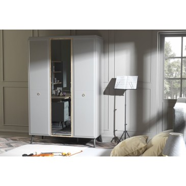 Luna wardrobe with three doors with mirror and internal LED lights