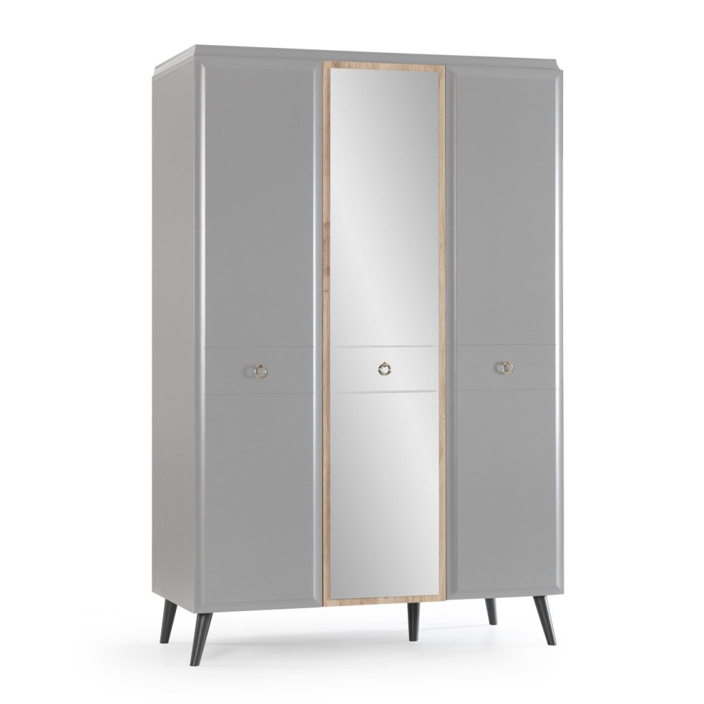 Luna wardrobe with three doors with mirror and internal LED lights