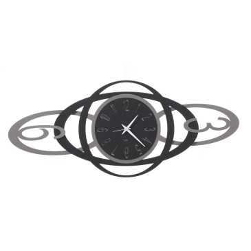 Niky Relógio de parede horizontal em metal preto e ardósia