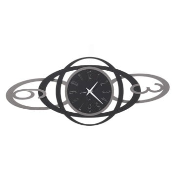Reloj de pared Niky Horizontal de metal negro y pizarra