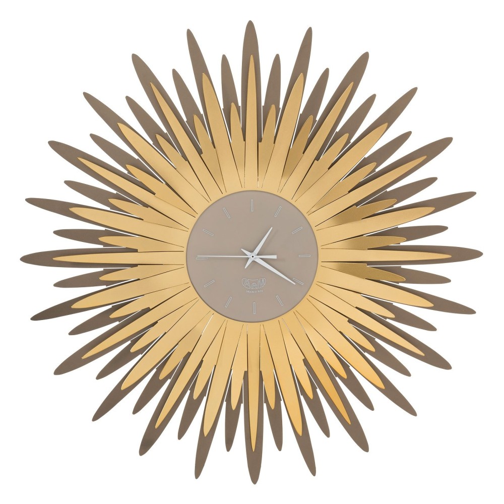 Sting wall clock by Arti e Mestieri in gold-finish metal