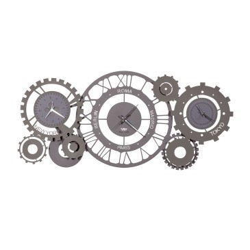 Relógio de parede de metal Fuso Meccano disponível em três acabamentos