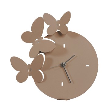 Farfalle table clock by Arti e Mestieri made of powder coated metal available in two different finishes