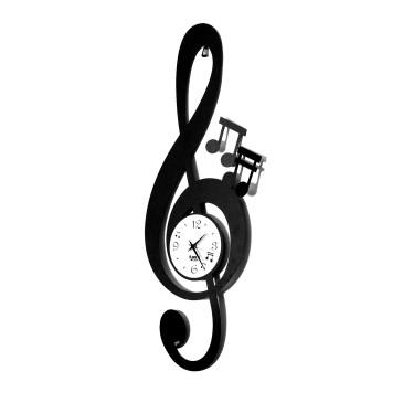 Ρολόι τοίχου Musical Key της Arti e Mestieri από μέταλλο διαθέσιμο σε λευκή ή μαύρη έκδοση