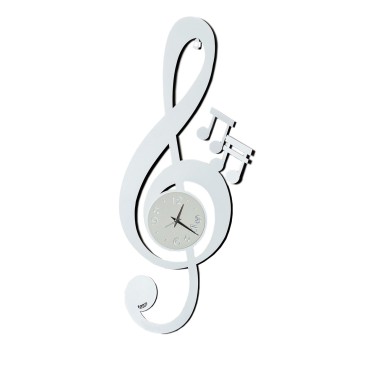 Horloge Murale Clé Musicale des Arti e Mestieri en métal disponible en version blanche ou noire