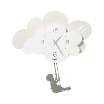 Reloj de péndulo Nuvola en metal apto para dormitorios infantiles