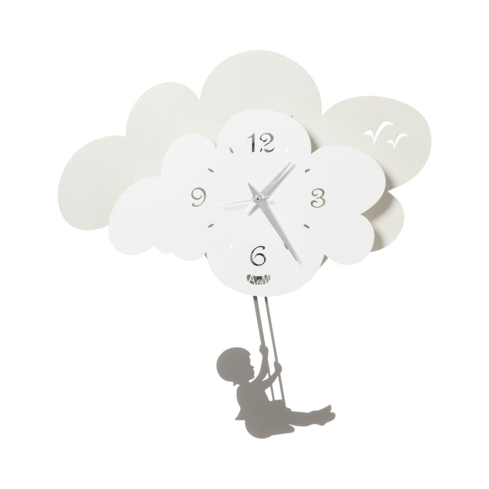 Horloge à pendule Nuvola en métal adaptée aux chambres d'enfants