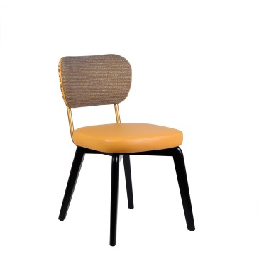 Cadeira de madeira maciça Ice fabricada na Itália com capa lavável disponível com ou sem braços
