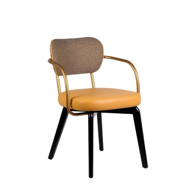 Cadeira de madeira maciça Ice fabricada na Itália com capa lavável disponível com ou sem braços