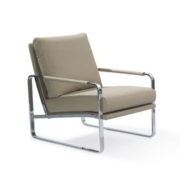 cerda wolly armchair in chromed steel and imitation leather