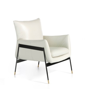 sillón cerda de metal en cuero blanco