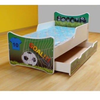 Eco beds for boys and girls decorated with cartoon drawings