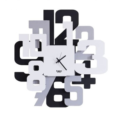 Sitter clock by Arti e Mestieri black, aluminum and white