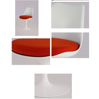 Neuauflage des Tulip Stuhls von Eero Saarinen in ABS mit Aluminiumbasis und Kissen aus Leder oder Stoff