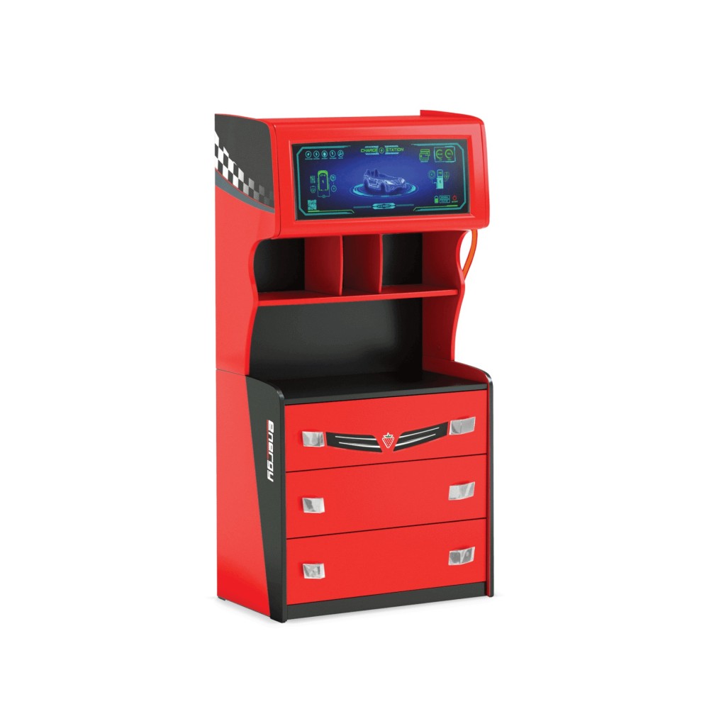 Step2 Corvette Dresser For Kids Red/Black/ Durable 4 Drawer Cabinet Organizer 